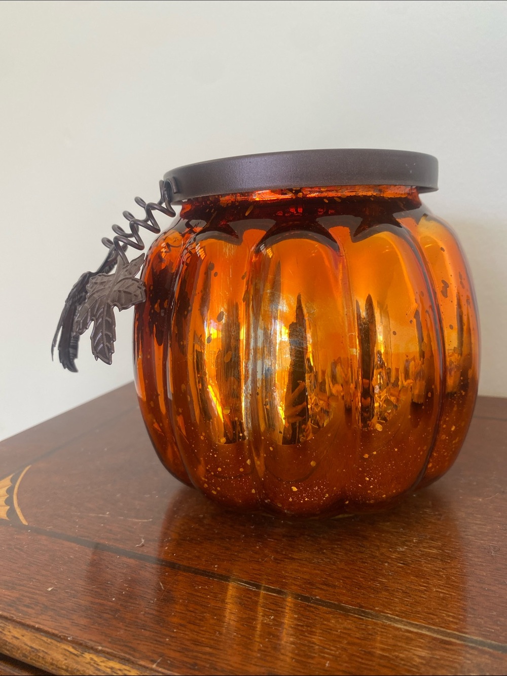 Hallmark Mercury Glass Pumpkin Tea Light Holder Autumn Fall Decor - No Candle - Picture 3 of 10